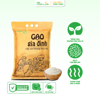 GẠO GIA ĐÌNH DẺO ÍT, TƠI XỐP, MỀM CƠM, THƠM NHẸ (Túi 5Kg)