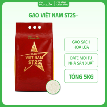 GẠO VIỆT NAM ST25+ | DẺO MỀM, THƠM ĐẶC TRƯNG, ĐỂ NGUỘI VẪN MỀM (túi 5kg)