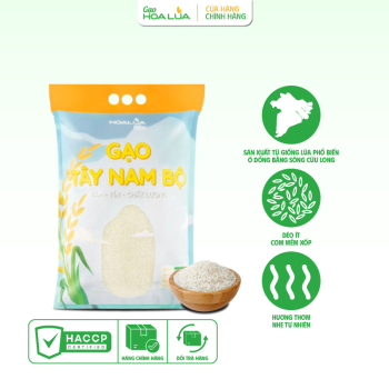 [GSM] GẠO TÂY NAM BỘ HOA LÚA DẺO ÍT, MỀM CƠM, TƠI XỐP (Túi 5kg)